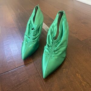 Zara Green Satin Heels